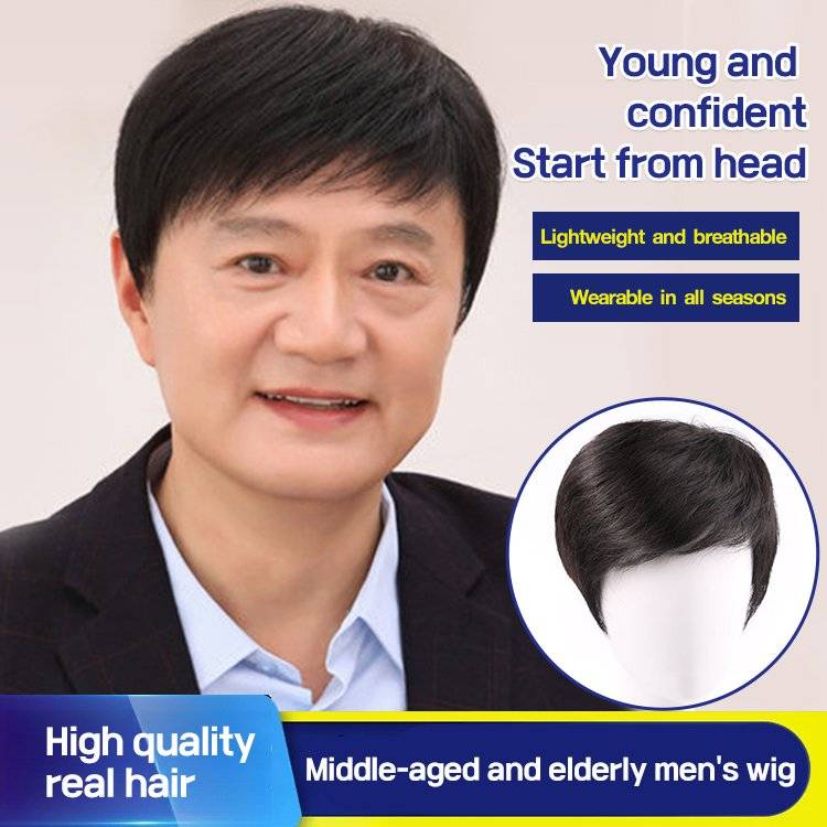 Full Head Men Hair Wig Easy to Use and Fit on Every Head Size Natural color