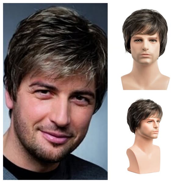 Full Head Men Hair Wig Easy to Use and Fit on Every Head Size Natural color