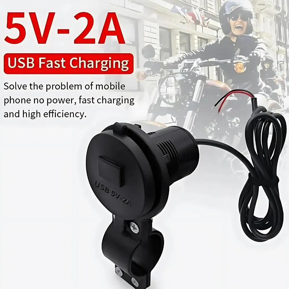 ✨🪔 New Year Dhamaka Sale 🎁💥 Waterproof Motorcycle USB Fast Charger (5V/2A)