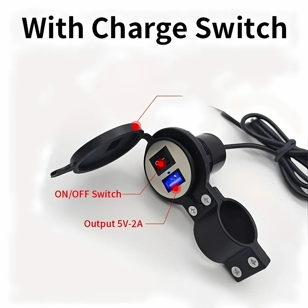✨🪔 New Year Dhamaka Sale 🎁💥 Waterproof Motorcycle USB Fast Charger (5V/2A)