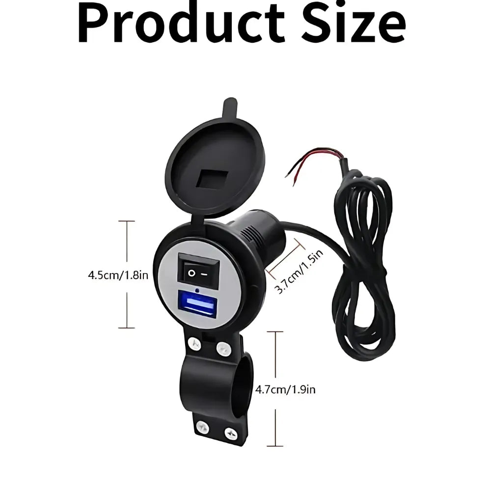 ✨🪔 New Year Dhamaka Sale 🎁💥 Waterproof Motorcycle USB Fast Charger (5V/2A)